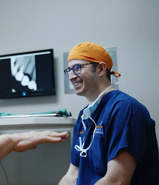 Dr. Zinberg with patient